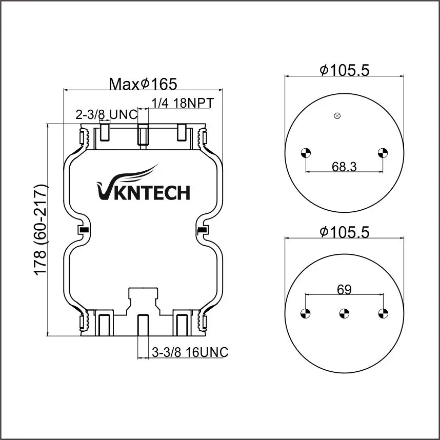 Resorte neumático contorneado doble 2B5813 para automóviles modificados